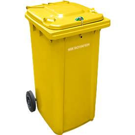 Mülltonne GMT, 240 l, Schwerkraftschloss, gelb