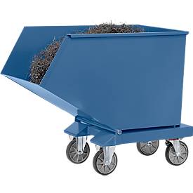 Muldenkipper 4702, 450 l, blau RAL 5007, mit Ablasshahn und Sieb