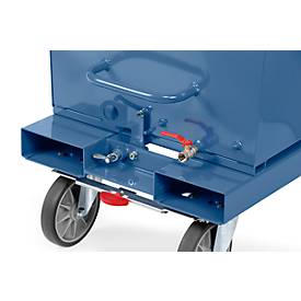 Muldenkipper 4703, 600 l, blau RAL 5007, mit Ablasshahn und Sieb