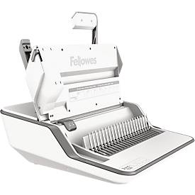 Multifunktions-Bindegerät Fellowes Lyra, binden/heften/lochen, bis DIN A4, B 423 x T 395 x H 153 mm, silber-weiß