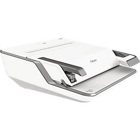 Multifunktions-Bindegerät Fellowes Lyra, binden/heften/lochen, bis DIN A4, B 423 x T 395 x H 153 mm, silber-weiß