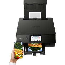 Multifunktionsdrucker Canon PIXMA TS8750, 3 in 1, USB/WLAN/Cloud/SDCard, Auto-Duplex/Mobildruck, bis A4, inkl. 6 Tintenpatronen, schwarz