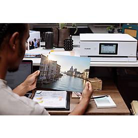 Multifunktionsdrucker Canon PIXMA TS8751, 3 in 1, USB/WLAN/Cloud/SDCard, Auto-Duplex/Mobildruck, bis A4, inkl. 6 Tintenpatronen, weiß