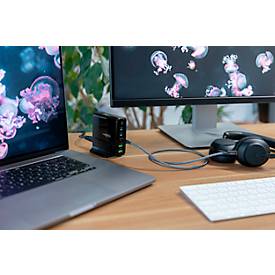 Multiladegerät Ansmann Desktop Charger, 140 W, GaN-Technologie, für bis zu 5 Geräte, 2 x USB-A und 3 x USB-C, Display, schwarz
