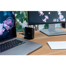 Multiladegerät Ansmann Desktop Charger, 140 W, GaN-Technologie, für bis zu 5 Geräte, 2 x USB-A und 3 x USB-C, Display, schwarz