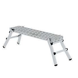 Munk Aluminium-Plattformleiter, klappbare Füße, geriffelte Sprossen, rutschfest, max. 150 kg, Sprossenabstand 280 mm, 1300 x 285 x 500 mm