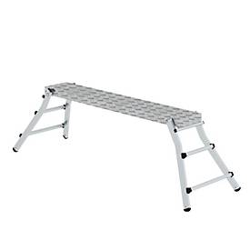 Munk Aluminium-Plattformleiter, klappbare Füße, geriffelte Sprossen, rutschfest, max. 150 kg, Sprossenabstand 280 mm, 1730 x 285 x 700 mm