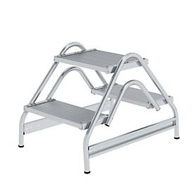 Munk Arbeitspodest, 2 x 2 Stufen Aluminium, stabile Rohrkonstruktion, 400 × 300 mm Trittfläche, 200 mm Stufen, rutschfest, 150 kg