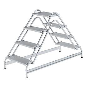 Munk Arbeitspodest, 2 x 4 Stufen Aluminium, stabile Rohrkonstruktion, 400 × 300 mm Trittfläche, 200 mm Stufen, rutschfeste Kunststoffschuhe, 150 kg