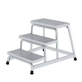 Munk Arbeitspodest, Aluminium, verschweißte Rohrkonstruktion, Stufen R 13, Trittfläche 550 x 300 mm, max. 150 kg, 3 Stufen 