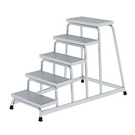 Munk Arbeitspodest, Aluminium, verschweißte Rohrkonstruktion, Stufen R 13, Trittfläche 550 x 300 mm, max. 150 kg, 5 Stufen 