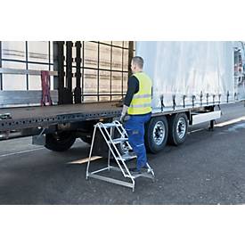 Munk Arbeitspodest, Aluminium, verschweißte Rohrkonstruktion, Trittfläche 400 x 300 mm, 200 mm tiefe Stufen, max. 150 kg Belastung, 3 Stufen