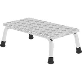Munk Arbeitspodest, Aluminium, verschweißte Rohrkonstruktion, Warzenblechstufen, rutschfest, Bis 150 kg, Trittfläche B 550 x T 300 mm, 1-stufig