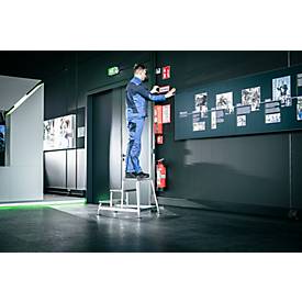 Munk Arbeitspodest, Aluminium, verschweißte Rohrkonstruktion, Warzenblechstufen, rutschfest, Bis 150 kg, Trittfläche B 550 x T 300 mm, 5-stufig