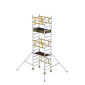 Munk FlexxTower Rollgerüst, Aluminium-Rundrohr, werkzeuglose Montage, klappbare Dreiecksausleger, GS-geprüft, Lastklasse 3, H 3,10 m
