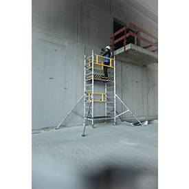 Munk FlexxTower Rollgerüst, Aluminium-Rundrohr, werkzeuglose Montage, klappbare Dreiecksausleger, GS-geprüft, Lastklasse 3, H 3,10 m
