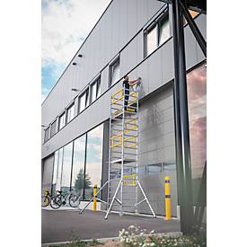 Munk FlexxTower Rollgerüst, Aluminium-Rundrohr, werkzeuglose Montage, klappbare Dreiecksausleger, GS-geprüft, Lastklasse 3, H 4,10 m