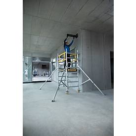 Munk FlexxTower Rollgerüst, Aluminium-Rundrohr, werkzeuglose Montage, klappbare Dreiecksausleger, GS-geprüft, Lastklasse 3, H 4,10 m