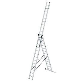 Munk Mehrzweckleiter, 3-teilig, nivello®-Traversen, stabil & langlebig, 3x13 Sprossen