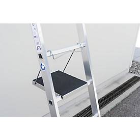 Munk Plattform für Sprossenleitern, Aluminium, Rutschhemmung R13, Korundeinstreuung, max. 150 kg