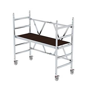 Munk Rollgerüst, Türengängig, Aluminium-Rundrohr, Klapprahmen, bis 3,0 m Arbeitshöhe, trittsichere Plattform, Ø 125 mm Lenkrollen, platzsparend, B 0,75 mm