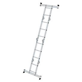 Munk Sprossen-Vielzweckleiter, Aluminium, Rechteckrohr-Holme, 4-fach gebördelte Sprossen, 150 kg Belastung, nivello® Traversen, 350 mm breit, 2x2 + 2x3 Sprossen