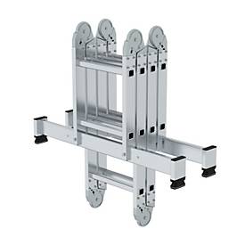 Munk Sprossen-Vielzweckleiter, Aluminium, Rechteckrohr-Holme, 4-fach gebördelte Sprossen, 150 kg Belastung, nivello® Traversen, 350 mm breit, 2x2 + 2x3 Sprossen