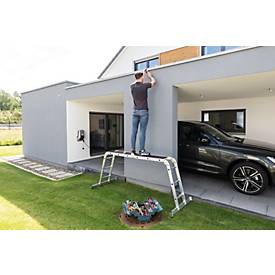 Munk Sprossen-Vielzweckleiter, Aluminium, Rechteckrohr-Holme, 4-fach gebördelte Sprossen, 150 kg Belastung, nivello® Traversen, 350 mm breit, 2x3 + 2x4 Sprossen