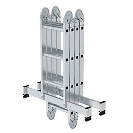 Munk Sprossen-Vielzweckleiter, Aluminium, Rechteckrohr-Holme, 4-fach gebördelte Sprossen, 150 kg Belastung, nivello® Traversen, 350 mm breit, 2x3 + 2x4 Sprossen