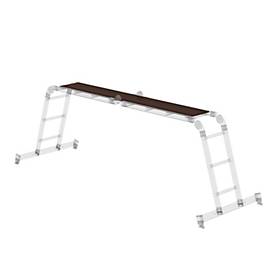 Munk Sprossen-Vielzweckleiter, Aluminium, Rechteckrohr-Holme, 4-fach gebördelte Sprossen, 150 kg Belastung, nivello® Traversen, 350 mm breit, 2x3 + 2x4 Sprossen