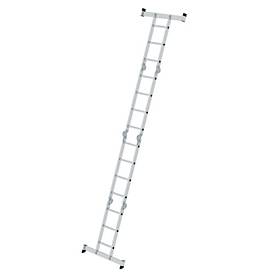 Munk Sprossen-Vielzweckleiter, Aluminium, Rechteckrohr-Holme, 4-fach gebördelte Sprossen, 150 kg Belastung, nivello® Traversen, 350 mm breit, 2x3 + 2x4 Sprossen