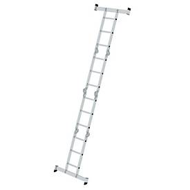 Munk Sprossen-Vielzweckleiter, Aluminium, Rechteckrohr-Holme, 4-fach gebördelte Sprossen, 150 kg Belastung, nivello® Traversen, 350 mm breit, 4x3 Sprossen