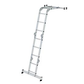 Munk Sprossen-Vielzweckleiter, Steh-/Anlegeleiter, mit Traverse, Rechteckrohr-Holme, Vierkantsprossen, 6 Stahlscharniere, 350 mm breit, 150 kg Belastung, nivell® Traversen, 2x2 + 2x3 Sprossen