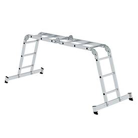 Munk Sprossen-Vielzweckleiter, Steh-/Anlegeleiter, mit Traverse, Rechteckrohr-Holme, Vierkantsprossen, 6 Stahlscharniere, 350 mm breit, 150 kg Belastung, nivell® Traversen, 4x3 Sprossen