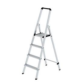 Munk Stufen-Stehleiter, Aluminium, 80 mm Stufen, max. 150 kg, rutschsicher, konische Führung, 235 mm Stufenabstand, 70° Neigung, 4 Stufen