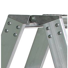 Munk Stufen-Stehleiter, beidseitig, 2 x 3 Stufen, Rechteckrohr-Holme, 80 mm Stufen, nivello® Leiterschuhe, ergo-pad® Griff, 150 kg Tragkraft