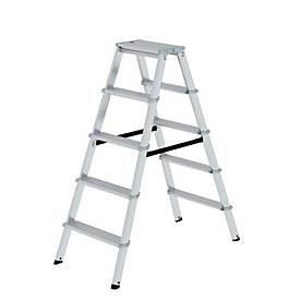 Munk Stufen-Stehleiter, beidseitig, Aluminium, 80 mm geriffelte Stufen, max. 150 kg, Spreizsicherung, 10 Stufen