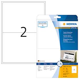 Namens- und Textiletiketten Herma, A4, 199,6 x 143,5 mm, bedruckbar, mit Rand, 40 Stück