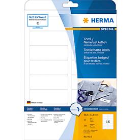 Namens- und Textiletiketten Herma, A4, 88,9 x 33,8 mm, selbstklebend, weiß, 320 Stück