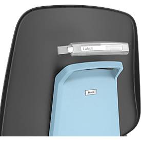 Namensschild für Arbeitsdrehstuhl Labsit, an- und abclipbar.