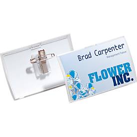 Namensschilder mit Metall-Kombiklemme, 54 x 90 mm, 25 Stück