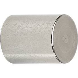 Neodym-Stabgreifmagnet MAUL, Haftkraft 9 kg, 4 Stück, Ø 16 x H 20 mm, Stahlgehäuse, hellsilber