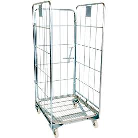 Nestbarer Rollbehälter, 3-seitig, Traglast 500 kg