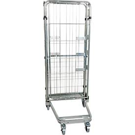 Nestbarer Rollbehälter, 3-seitig, verzinkt, Traglast 500 kg