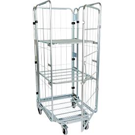 Nestbarer Rollbehälter, 4-seitig, verzinkt, Traglast 500 kg, m.2 ZB