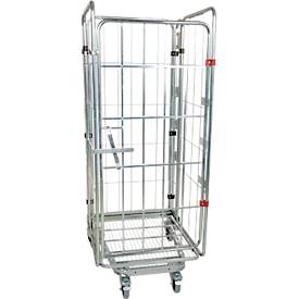 Nestbarer Rollbehälter, 4-seitig, verzinkt, Traglast 500 kg, ohne ZB