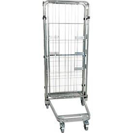 Nestbarer Rollbehälter, 4-seitig, verzinkt, Traglast 500 kg, ohne ZB