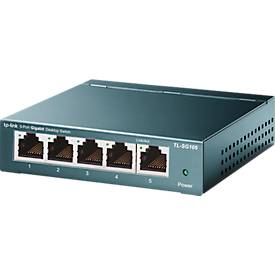 Netzwerkswitch TP-Link TL-SG105, 5 x RJ45 Ports, 10/100/1000 Mbit/s, Duplex-Modus, Autoabstimmung, Flusskontrolle, B 99,8 x T 98 x H 25 mm
