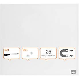 Nobo Glas-Whiteboard, Sicherheitsglas, rahmenlos, magnethaftend, B 450 x H 450 mm, weiß