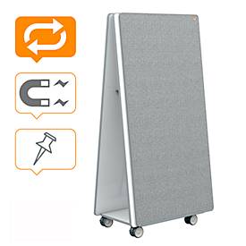 Nobo Move & Meet Mobile Whiteboard- & Notiztafel-System, 2 Whiteboards, 2 Notiztafeln, 900 x 1800 mm, magnethaftend, fahrbar